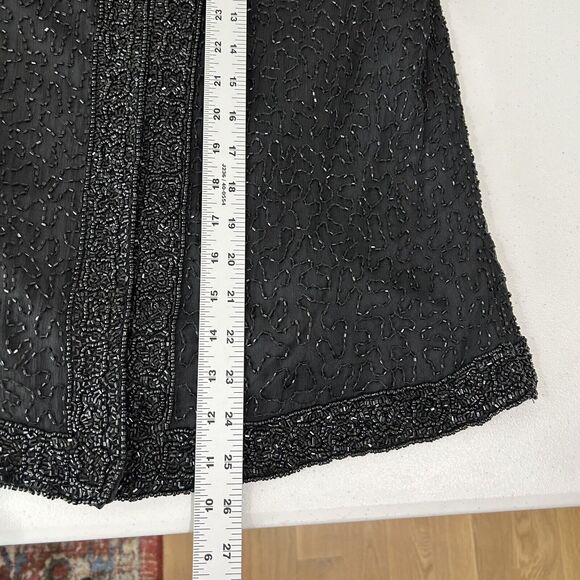 Vintage Laurence Kazar Silk Beaded Womens Jacket MP Black Evening Formal Party - Picture 7 of 11